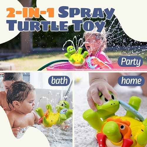 Sizobi Baby Bath Toys, Rechargeable Turtle Bath Toy Sprinkler for Kids Toddler with 5 Rings, Bathtub Fountain Spray Toy for Baby, Pool Water Table Bath Toys for Kids Ages 1-3 4 5 6 Year Old Boys Gifts thumbnail 6