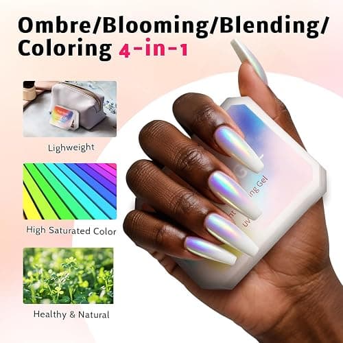 Karroy Sponge Pat Paint Nail Gel & Tools Kit, 9 Colors Ombre Nails Gradient Gel Nail Blush Blooming Aura Nails Drawing Stripper Floral Painting Nail Art, No Wipe, UV/LED Curing (9 Colors Set K) thumbnail 4