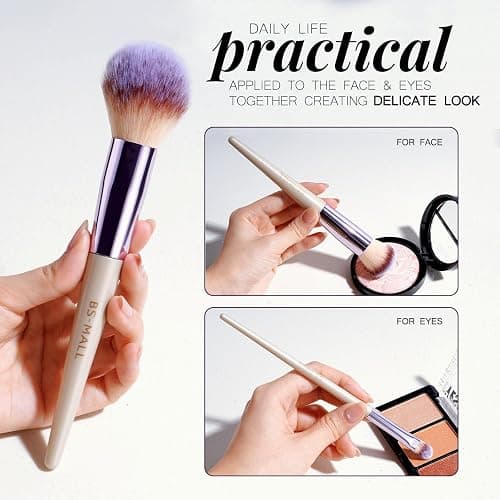 BS-MALL Makeup Brush Set 18 Pcs Professional Foundation Powder Concealers Eyeshadow Blush Synthetic Makeup Brushes with Labeled instruction Black Case Upgraded Version | Professional Foundation Powder Concealers Eyeshadow Blush Synthetic Makeup Brushes thumbnail 6
