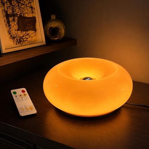 MIXL Orange Donut Table Lamp,Ambient Lighting Lamp,Aesthetic Room Decor | Blown Glass Lampshade,Stepless Dimming,Touch and Remote Control,Ideal for Gift,Suit for Living Room,Mid Century Modern Style - Image 1