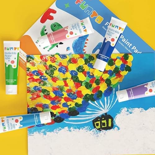 Funto Washable Finger Paint for Kids, Safe & Non-Toxic Finger Painting for Toddlers 1-3, Bath Paint, Toddler Art Painting Supplies, 10 Assorted Colors thumbnail 6