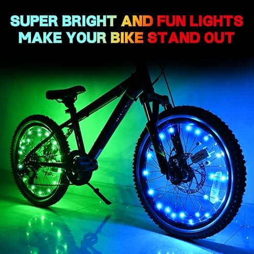 TINANA 2 Tire Pack LED Bike Wheel Lights Ultra Bright Waterproof Bicycle Spoke Lights Cycling Decoration Safety Warning Tire Strip Light for Kids Adults Night Riding thumbnail 2