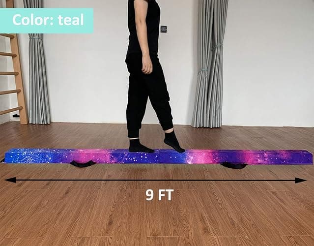 Marfula 6 FT / 8 FT / 9 FT Folding Gymnastics Beam Foam Balance Floor Beam | Extra Firm Foam Balance Beam with Suede Cover,Anti slip Bottom with Carry Bag,Fold Gymnastic Equipment For Kids Home Club Use thumbnail 2