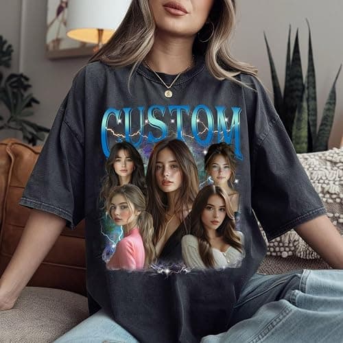 NAZENTI Custom Bootleg Rap Tee, Custom T-Shirts with Picture, Retro Custom Bootleg, Valentine's Gifts for Him Her thumbnail 7