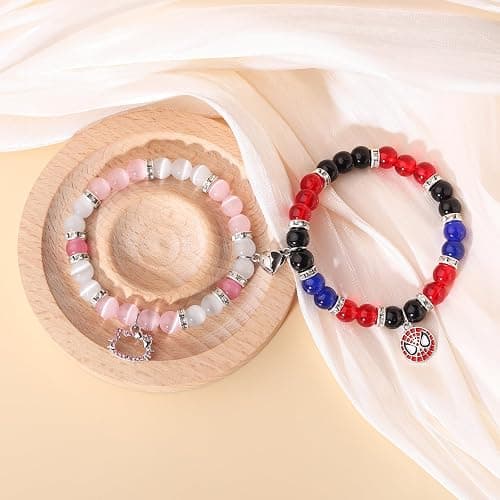 Korotho Matching Spider Bracelets for Couples Best Friend, Christmas Matching Heart Charm Bracelets Gifts for Couples Friends Spider Friendship Jewelry to Sister Bestie Long Distance Gift for Bf Gf thumbnail 2