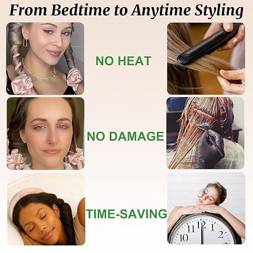 Heatless Curls Overnight,Hair Curlers to Sleep In,No Heat Satin Curling Rod Set Rollers,Sleeping Blowout Headband, Foam Curly Tie Ribbon Styling Tool for Long Hair thumbnail 6