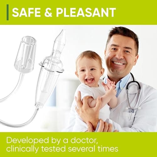 Airmed's Vac Nasal Aspirator Baby. CLINICALLY TESTED, SAFE and GENTLE. Baby nose sucker with 2 suction heads and cleaning brush. Safe and gentle baby nasal aspirator with strength of a vacuum cleaner thumbnail 4