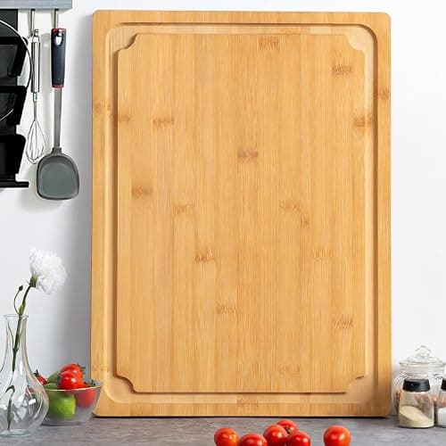 30 x 20 Extra Large Cutting Board, Turkey Carving Board Bamboo Meat Cutting Boards for Kitchen with Juice Groove and Handles Heavy Duty Charcuterie Board, 4XL, Empune thumbnail 2