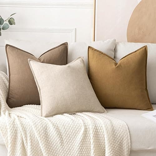 MIULEE Decorative Linen Euro Sham Pillow Covers 24x24 Natural Beige Boho Farmhouse Neutral Couch Throw Pillows for Bed Pack of 2 Accent Modern Pillowcase Sofa Livingroom Home Decor thumbnail 4