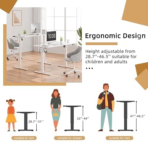 Meilocar Height Adjustable Electric Standing Desk, 55" x 24" Sit Stand Computer Desk with Memory Controller, Home Office Workstation Stand up Desk with Splice Board, White Top + White Frame thumbnail 8