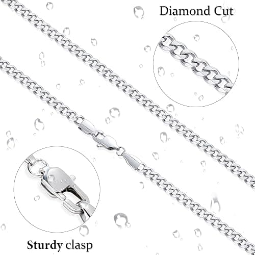 Fiusem 3.5mm Cuban Link Chains for Men, Silver Tone/Black/14K Gold Plated Stainless Steel Necklace Chain, Mens Necklace 16, 18, 20, 22, 24, 26, 28 Inch thumbnail 4