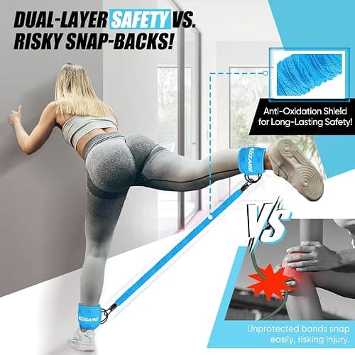 KUZARO Ankle Resistance Bands with Cuffs, Ankle Weights Bands for Working Out, Women Leg and Glutes Workout Equipment, Exercise Bands for Kickbacks, Butt and Booty Trainer, Home Gym Fitness Equipment thumbnail 2