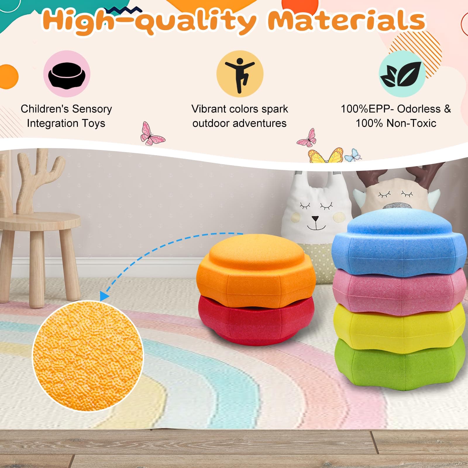 Stepping Stones for Kids – 6 pcs EPP Balance Sensory Kids Stepping Stones for Toddlers 1-3 for Indoor Outdoor Activity Promoting Toddler's Balance and Coordination Skills thumbnail 4