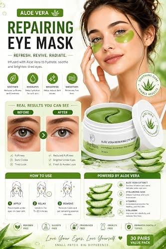 EverBliss Beauty Under Eye Mask Aloe Vera – 60 Pairs Eye Patches for Dark Circles & Puffy Eyes – Hydrating Eye Mask thumbnail 3
