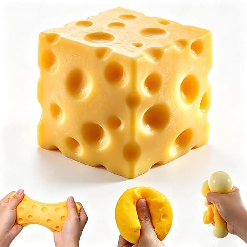 Cheese Squishy Stress Relief Toy,Soft Slow Rising Sensory Food Fidget Toy,Cute Squeeze Stress Balls for Adults,Anxiety Relief Calming Fidget for Office Home Travel (yellow1) - Image 1