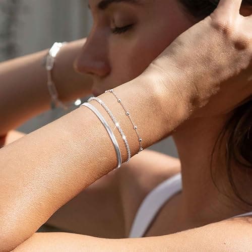 Layered Bracelets Bracelets Set for Women 14K Gold Plated/Silver Dainty Link Chain Bracelet Stackable Jewelry Gifts for Women thumbnail 2