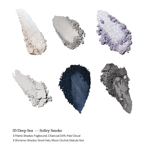 Flower Knows Shell's Jewel 6-Color Makeup Palette,Smoke Greys Eyeshadow with 4 Matte + 2 Shimmer Shades,Blendable Smooth Cute Eye Makeup,0.23 Oz(02 Deep Sea) thumbnail 2