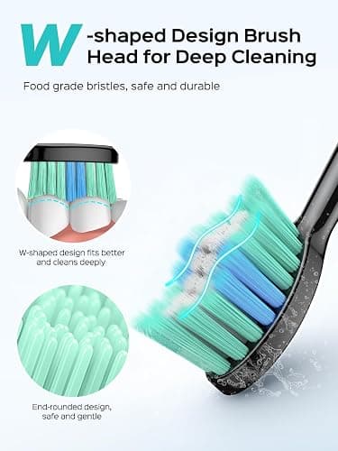 COSLUS Sonic Electric Toothbrush for Adults: 47000 VPM for Deep Cleaning & Whitening with Travel Case - 5 Modes for Sensitive Teeth & Braces, Wireless Charging, 6 Brush Heads for Home Family, Black thumbnail 4