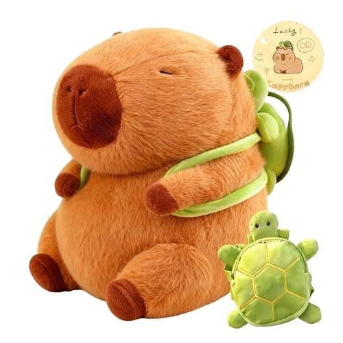 Wonfirang Capybara Plush with Turtle Backpack, 12" Kawaii Capybara Doll Stuffed Birthday Gifts Party Decoration, Cute Plush Toy for Girls Cartoon Fans - Image 1