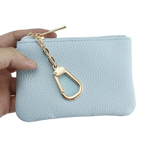 Keychain Coin Purse, Small Change Purse with Card Holder, Keychain Pouch Wallet for Women and Men (Light Blue) thumbnail 5