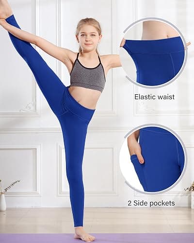 Stelle Girls' Athletic Leggings Kids Dance Running Yoga Pants Workout Active Dance Tights with Pockets thumbnail 4