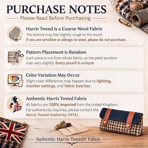 Harris Tweed Mini Coin Purse Handmade Lipstick Bag Vintage British Portable Credit Card ID Wallet with YKK Zipper for Women men (Rainbow) thumbnail 2