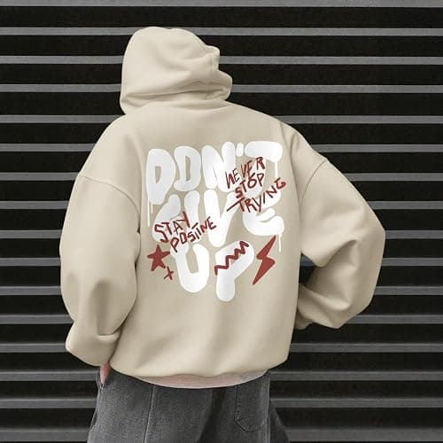Wedsadl Graphic Streetwear Hoodies For Men Vintage Hoodie Inspirational Sweatshirts Positive Letter Print Cotton Pullover thumbnail 5