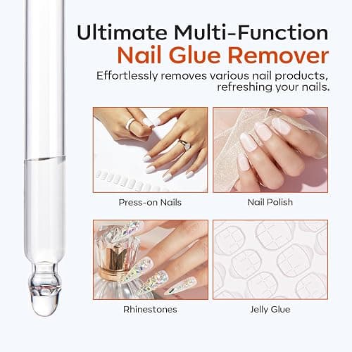 Modelones 50 ML Nail Glue Remover for Press On Nails, Upgrade Clear Stick On Nails Remover for Acrylic Tips, Nail Polish Remover with Wood Stick thumbnail 4