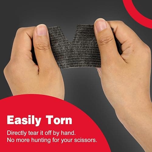 AZEN 16 Pack Self Adhesive Bandage Wrap Black, 2" X 5 Yards Black Athletic Tape, Vet Wrap, Tattoo Grip Tape Wrap，Ankle Tape, Cohesive Bandage Wrap thumbnail 6