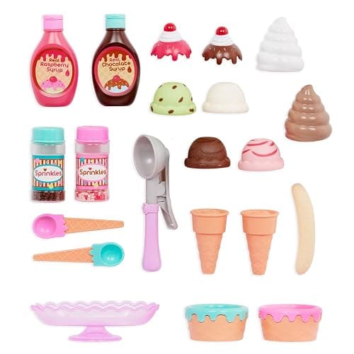 Battat – Gelateria Sweet Treats – Set gelato da 21 pezzi – Cône de glace e palette giocattolo – Sciroppi e zuccherini giocattolo – Gioco di finzione per bambini – 3 anni + thumbnail 6