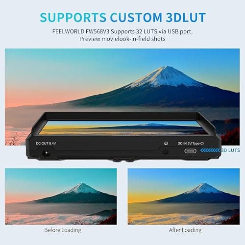 FEELWORLD FW568 6 inch DSLR Camera Field Monitor with Waveform LUTs Video Peaking Focus Assist 1920x1080 IPS 4K HDMI Professional Video Accessories thumbnail 3