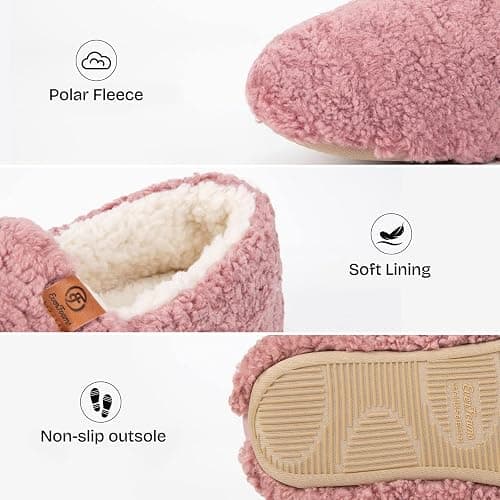 EverFoams Women’s Soft Curly Full Slippers Memory Foam Lightweight House Shoes Cozy Loafer with Polar Fleece Lining thumbnail 4