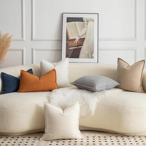 Mandioo Pack of 2 Decorative Throw Pillow Covers Accent Solid Woven Textured Cushion Covers Pillow Cases Bedroom Living Room Sofa Home 26 x 26 Inch 65 x 65 cm Dark Gray thumbnail 6