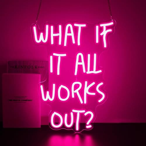 Gdbkabf What If It All Works Out Neon Sign, Neon Signs for Wall Decor Neon Pink LED Signs Room Neon Light Up Signs Home Decor for Bedroom Club Party Bar Shop USB Operated thumbnail 7