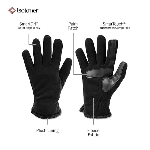 isotoner womens Stretch Fleece Gloves With Microluxe Lining and Smart Touch Technology thumbnail 2