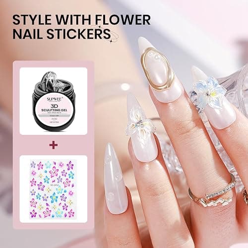 SUPWEE 3D Nail Sculpting Gel, Clear Molding Gel for Nail Art Non-Sticky for Extension Carving with Nail Stickers & Silicone Pen Suitable for DIY Manicure Home thumbnail 5