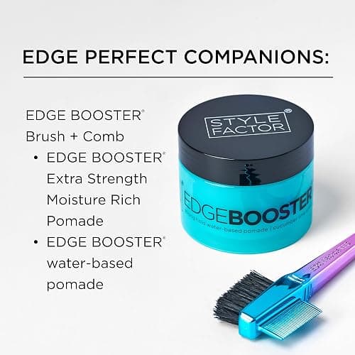 Style Factor EDGE BOOSTER® Edge Brush+Comb Mini | Baby Hair Brush/Travel Brush with Compact Case | Travel Size Dual-Ended Boar Bristles & Pintail Comb for Edges, Parting & Styling | Pink/White thumbnail 7