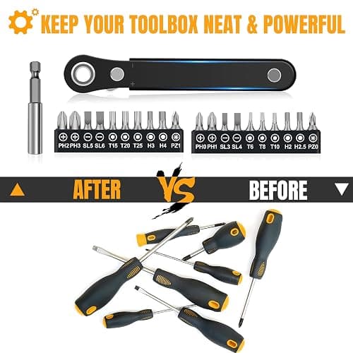 Ratcheting Screwdriver Men Gifts – Right Angle Screwdriver for Tight Spaces, Cool EDC Gadgets, Small Tool Gift for Men Dad Husband thumbnail 6