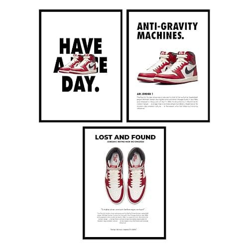 BigWig Prints Hypebeast Wall Art - Hypebeast Room Decor Poster, Sneaker Art, Sneaker Posters, Sneakerhead Pictures, Shoe Wall Artwork for Boys Room, Sneakerhead Bedroom - Unframed Set Of 3 (12x16”) - Image 1