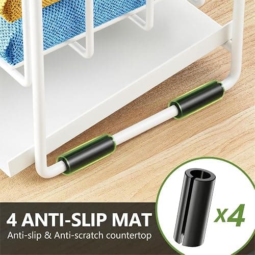 Cisily White 2-Tier Kitchen Sink Caddy Organzier Rack with Flexible Dish Brush Holder, Sponge Holder for Kitchen Sink Countertop Organization Storage,Home Decor Accessories thumbnail 5
