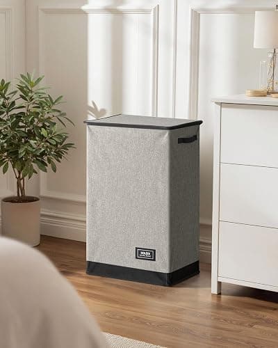 SOLEDI Laundry Hamper with Lid 90L Large & Tall Collapsible Laundry Basket, Clothes Hamper with Bag Removable Easy to Carry, Dirty Hampers for Bedroom, Bathroom, Dorm, College, Grey thumbnail 8