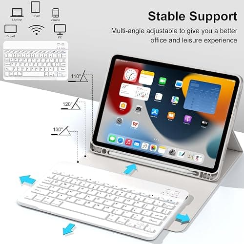 GKABXY Keyboard Case for iPad (A16) 11th Gen 11 inch 2025 & iPad 10th Gen 10.9 inch 2022 with Holder | Detachable Bluetooth Wireless Keyboard | Soft TPU Back Shell | Auto Sleep/Wake (Gray) thumbnail 6