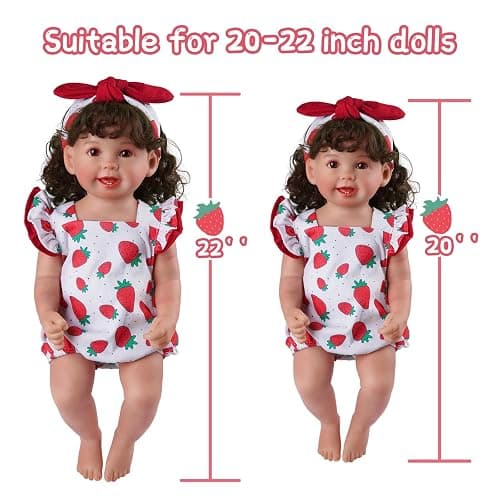 BABESIDE 3Pcs Reborn Baby Doll Clothes for 17-22 Inch Dolls,Strawberry Outfit Set with Magnetic Pacifier, Cute Baby Doll Accessories for Newborn Reborn Girl Dolls thumbnail 3