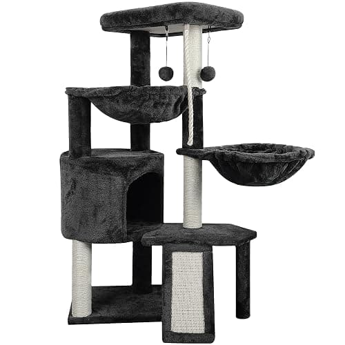 Xin Three Layer Cat Tree with Cat Condo and Two Hammocks,Darkgray … - Image 1