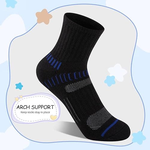 Comfoex Boys Socks Quarter Athletic Ankle Cotton Sports Socks For Kids 8-10 4-6 6-8 Years Old With Cushioned Sole 6 Pairs thumbnail 5