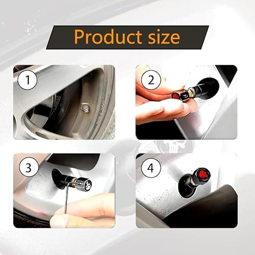 ZKFAR Pack-4 Skull Car Wheel Tire Valve Stem Caps, Anti-Theft Tire Air Valve Caps, Airtight Dust Proof Covers (Black) thumbnail 4