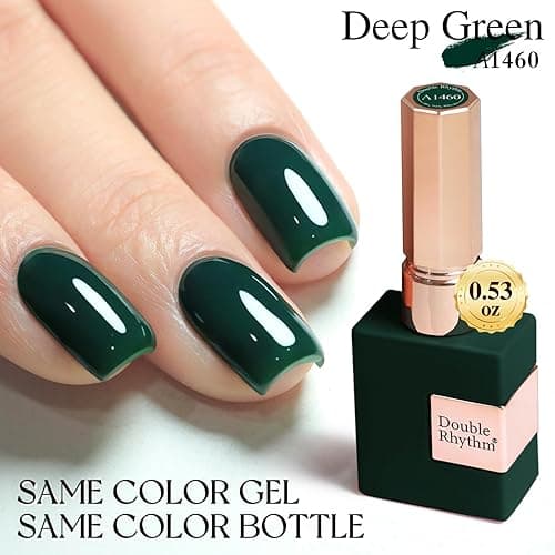 Double Rhythm 15ML Gel Polish Pure Sheer Same Color Same Bottle Soak Off Gel Polish Art Manicure Salon DIY at Home for Women (Deep Green-A1460) thumbnail 5