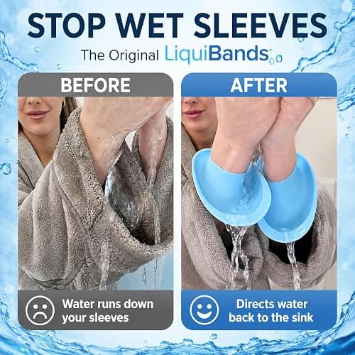 LiquiBands Face Washing Wristbands to Catch Water Drips - Stop Wet Sleeves and Counter Puddles - Silicone Wrist Cuffs for Skincare, Pet Bathing, and Washing Dishes (Sage Green, S/M, 1 Pair) thumbnail 5