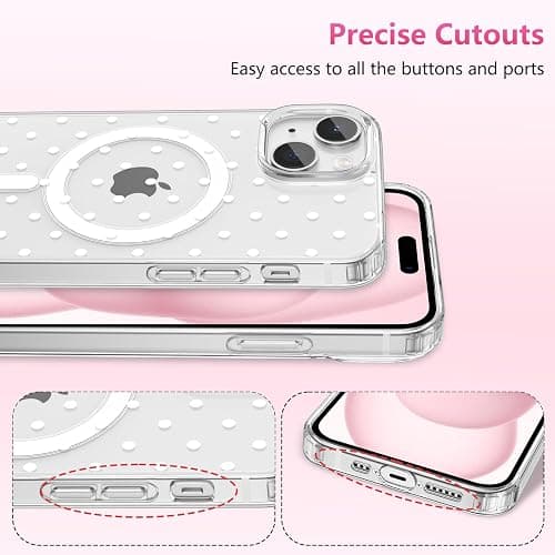 ZTOFERA Cute Polka Dot Case for iPhone 13/14 6.1",White Dot | Clear Case with Cute Simple Pattern,Trendy Aesthetic Case,Slim Soft Shockproof Protective phone Cover for Women Girls thumbnail 3