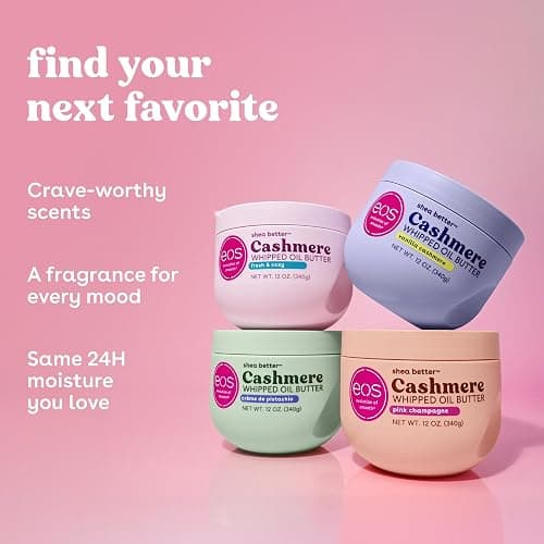 eos Cashmere Whipped Oil Body Butter, Fresh & Cozy, 72 Hour Weightless Moisture For Dry Skin, Rich Formula and Deep Hydration, Body Care, 12 oz thumbnail 9